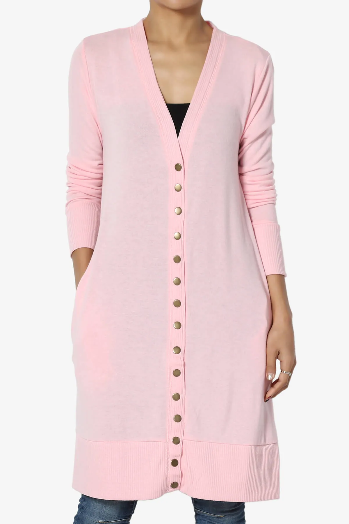 Braeden Snap Button Long Cardigan PLUS