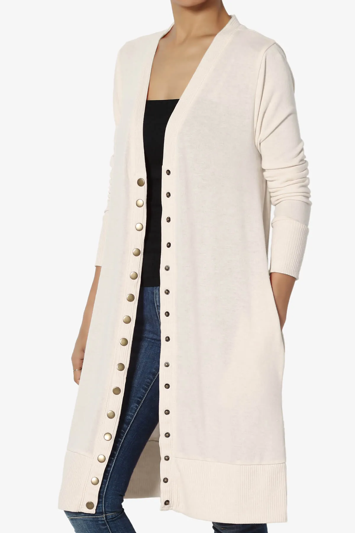 Braeden Snap Button Long Cardigan PLUS