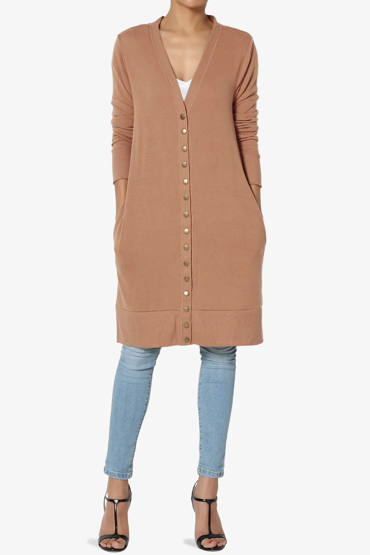 Braeden Snap Button Long Cardigan PLUS