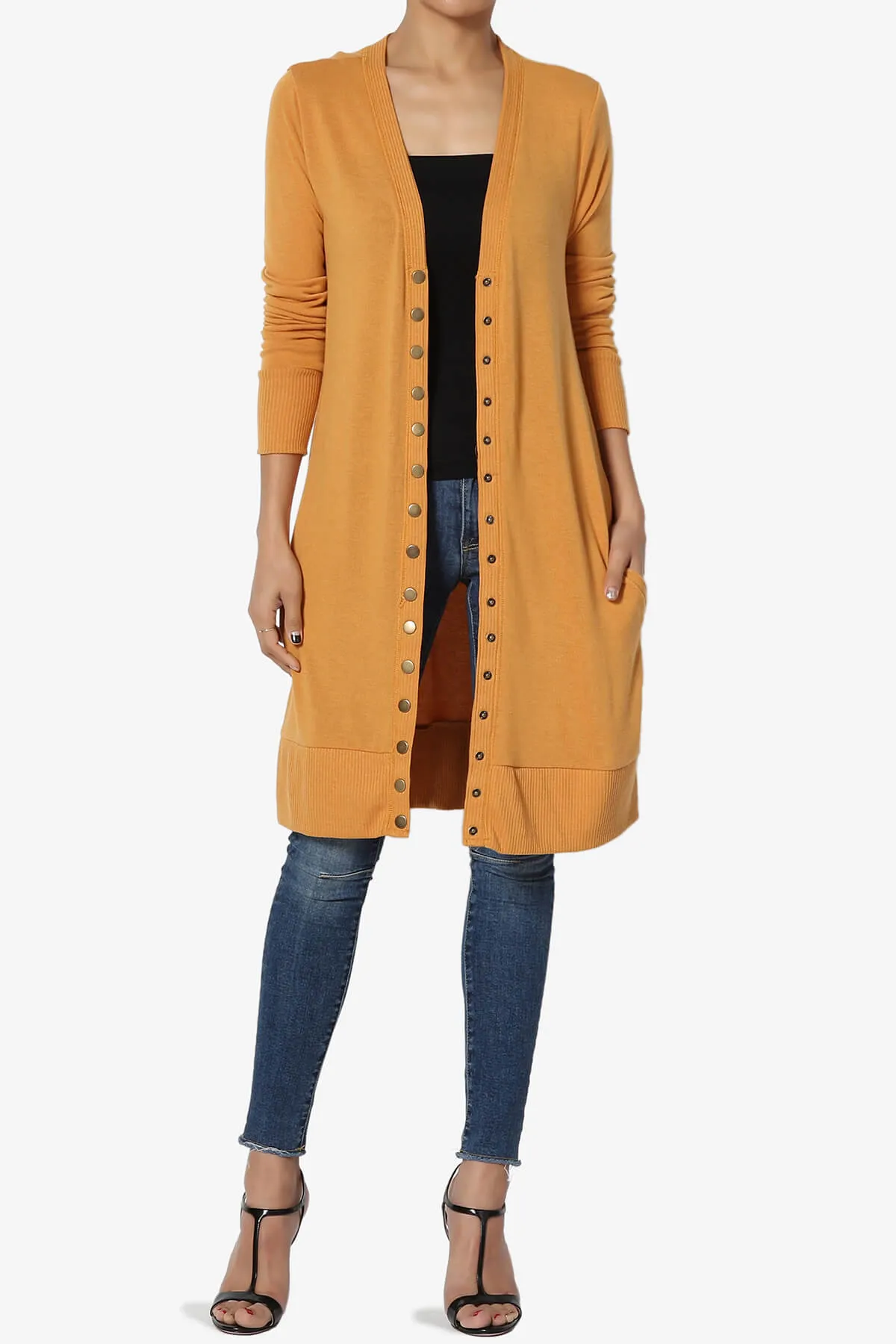Braeden Snap Button Long Cardigan PLUS