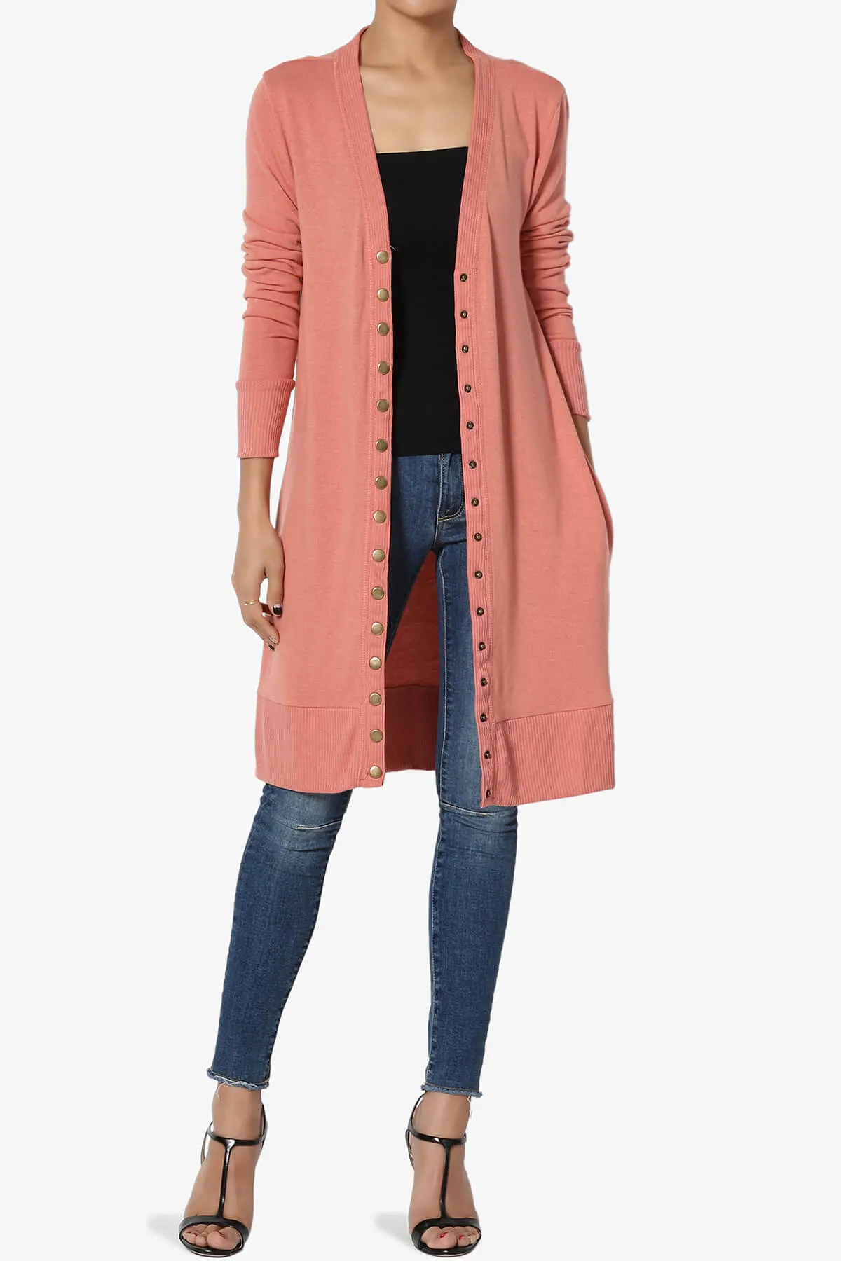 Braeden Snap Button Long Cardigan PLUS