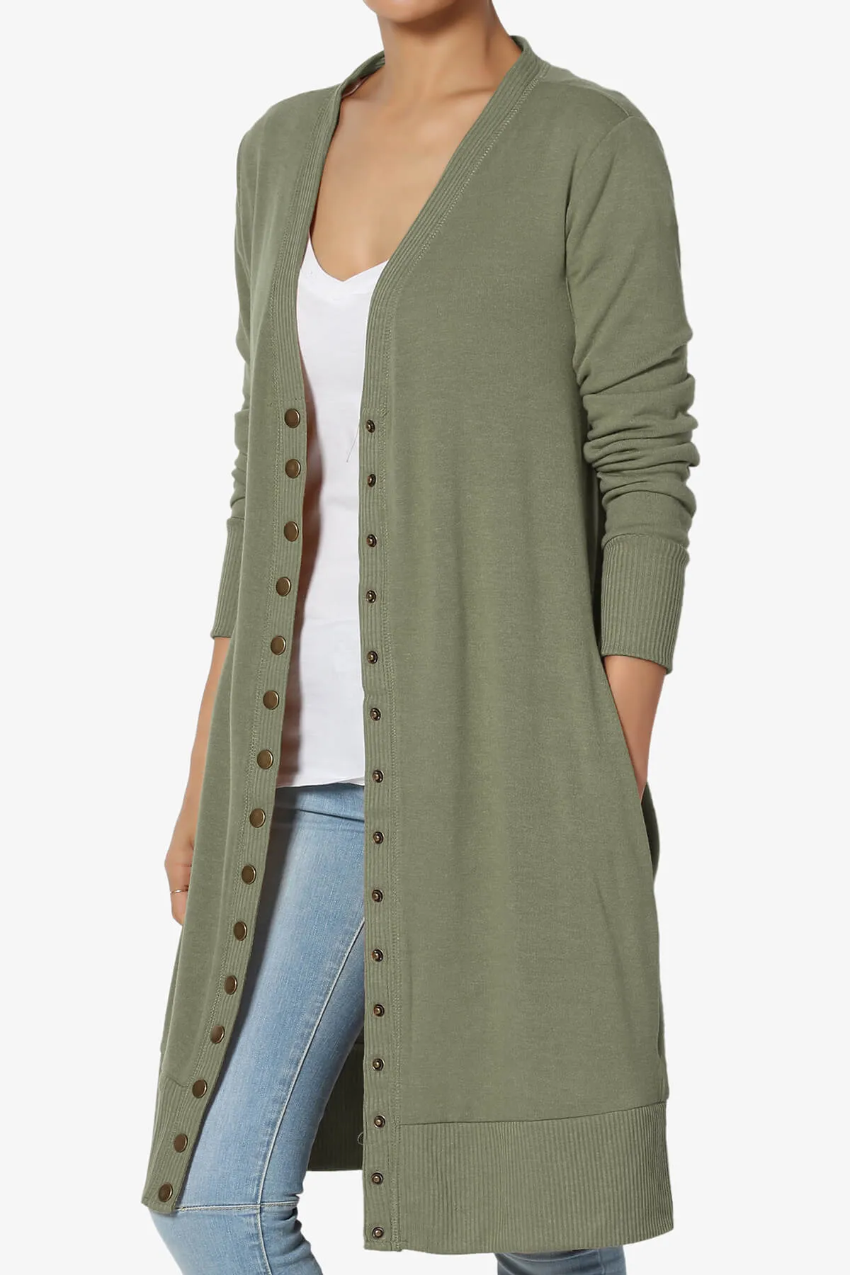 Braeden Snap Button Long Cardigan PLUS