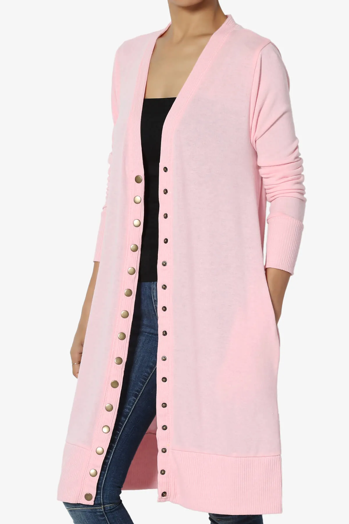 Braeden Snap Button Long Cardigan PLUS