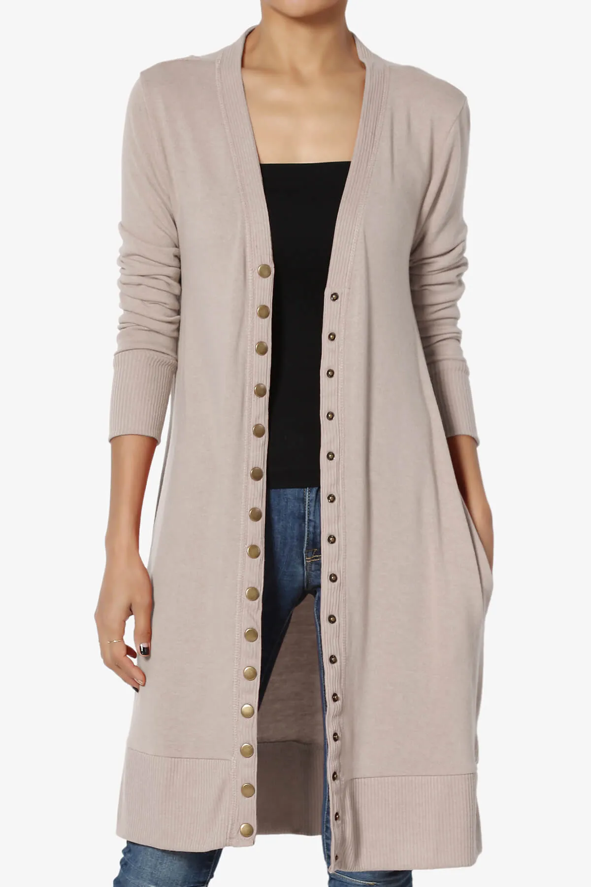 Braeden Snap Button Long Cardigan PLUS
