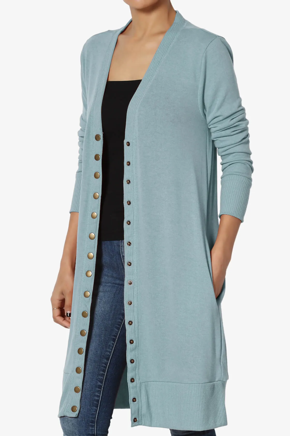 Braeden Snap Button Long Cardigan PLUS