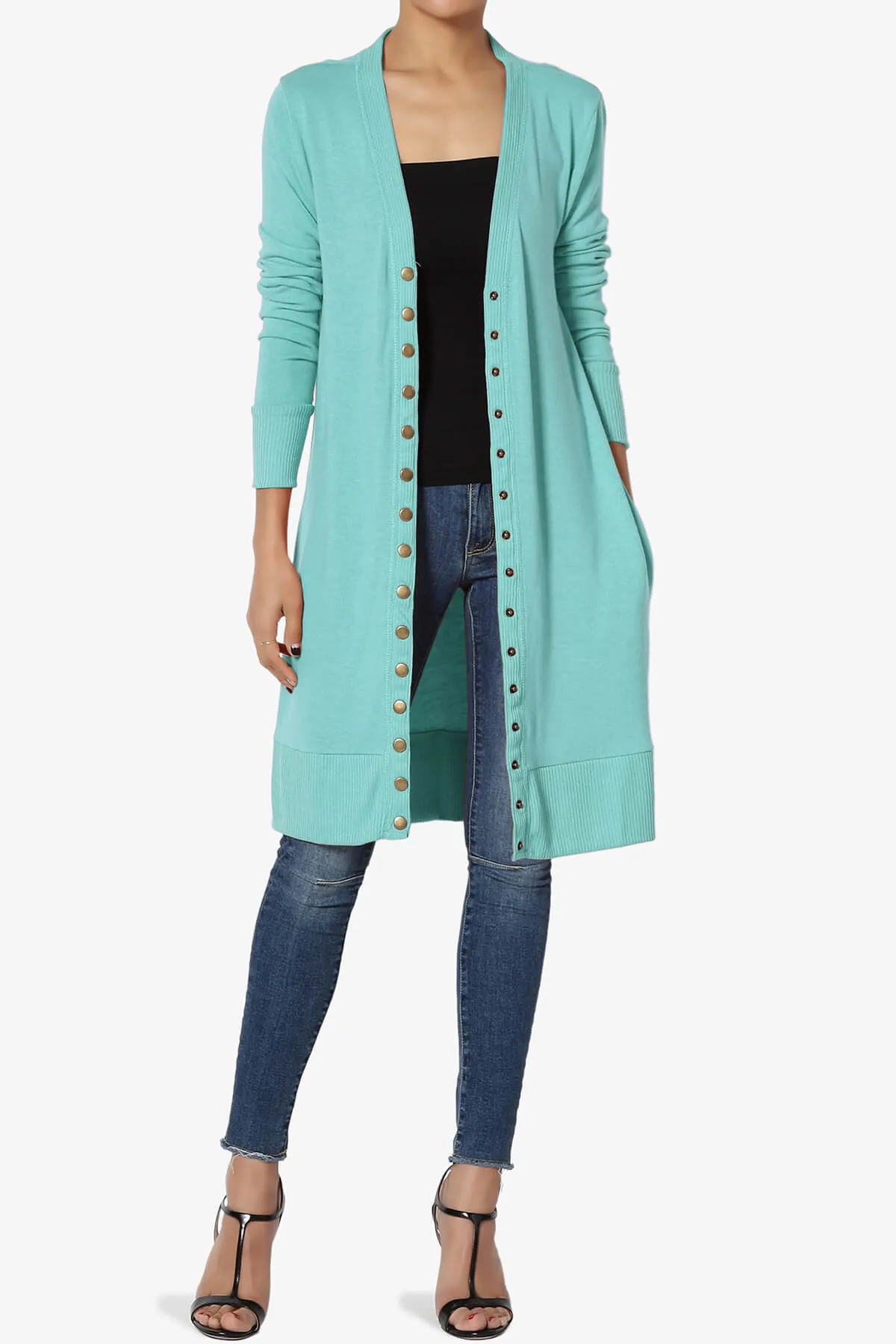 Braeden Snap Button Long Cardigan PLUS