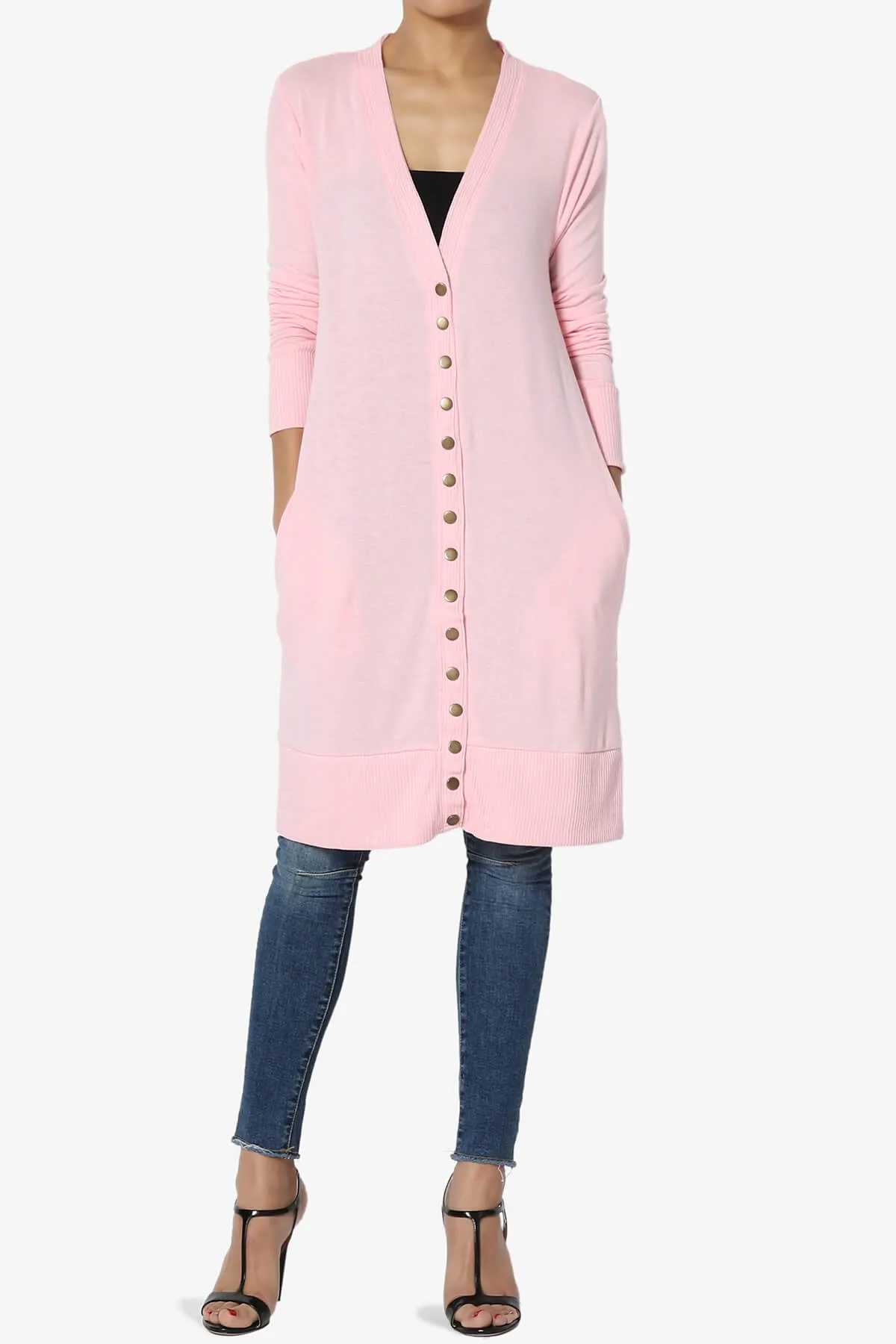 Braeden Snap Button Long Cardigan PLUS