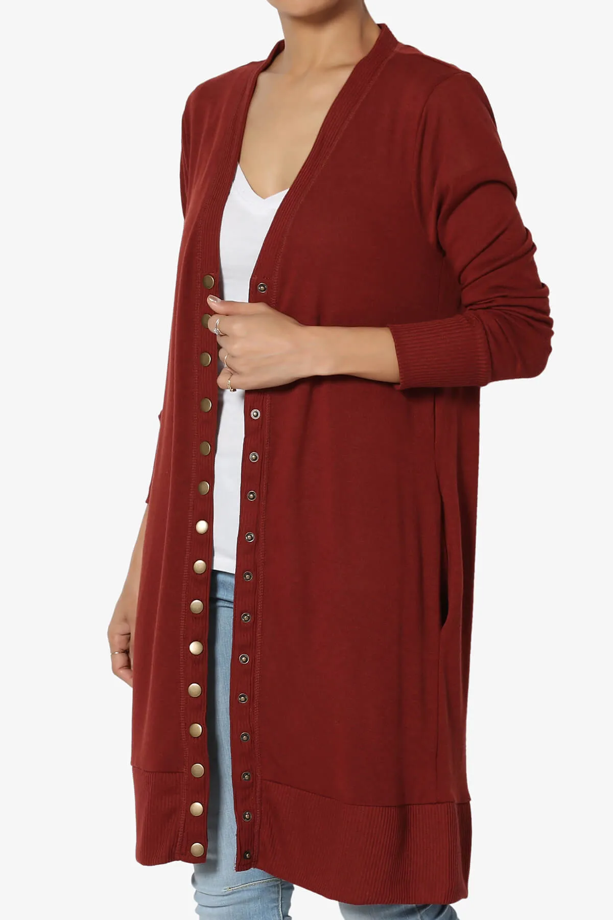 Braeden Snap Button Long Cardigan PLUS