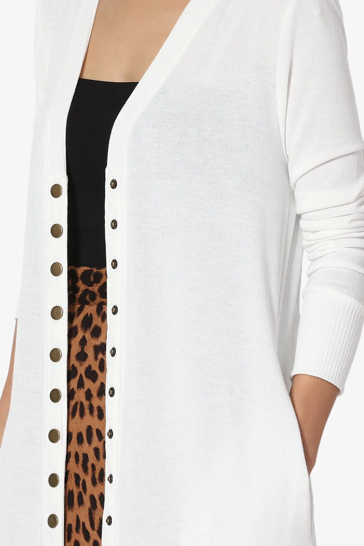 Braeden Snap Button Long Cardigan PLUS