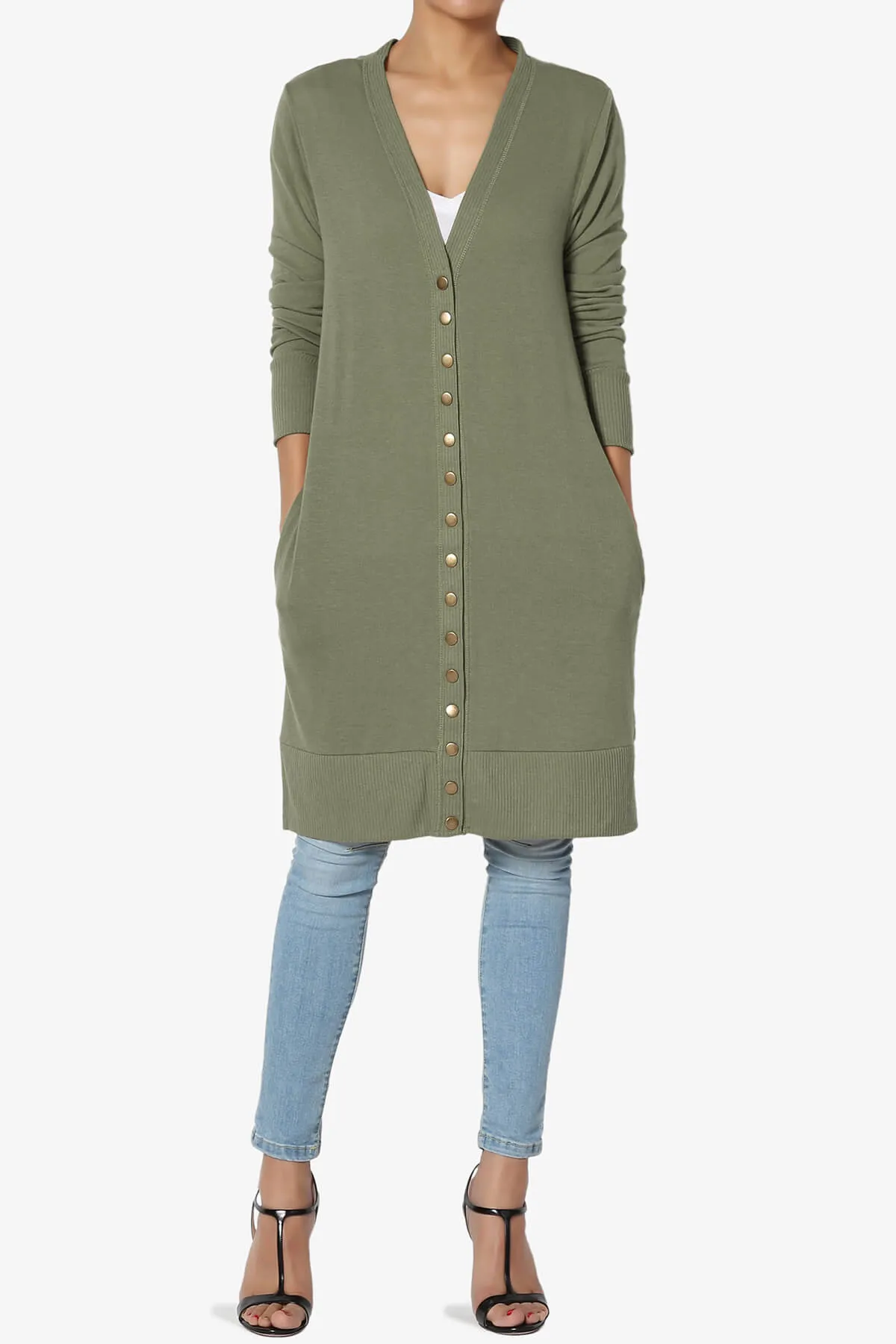 Braeden Snap Button Long Cardigan PLUS