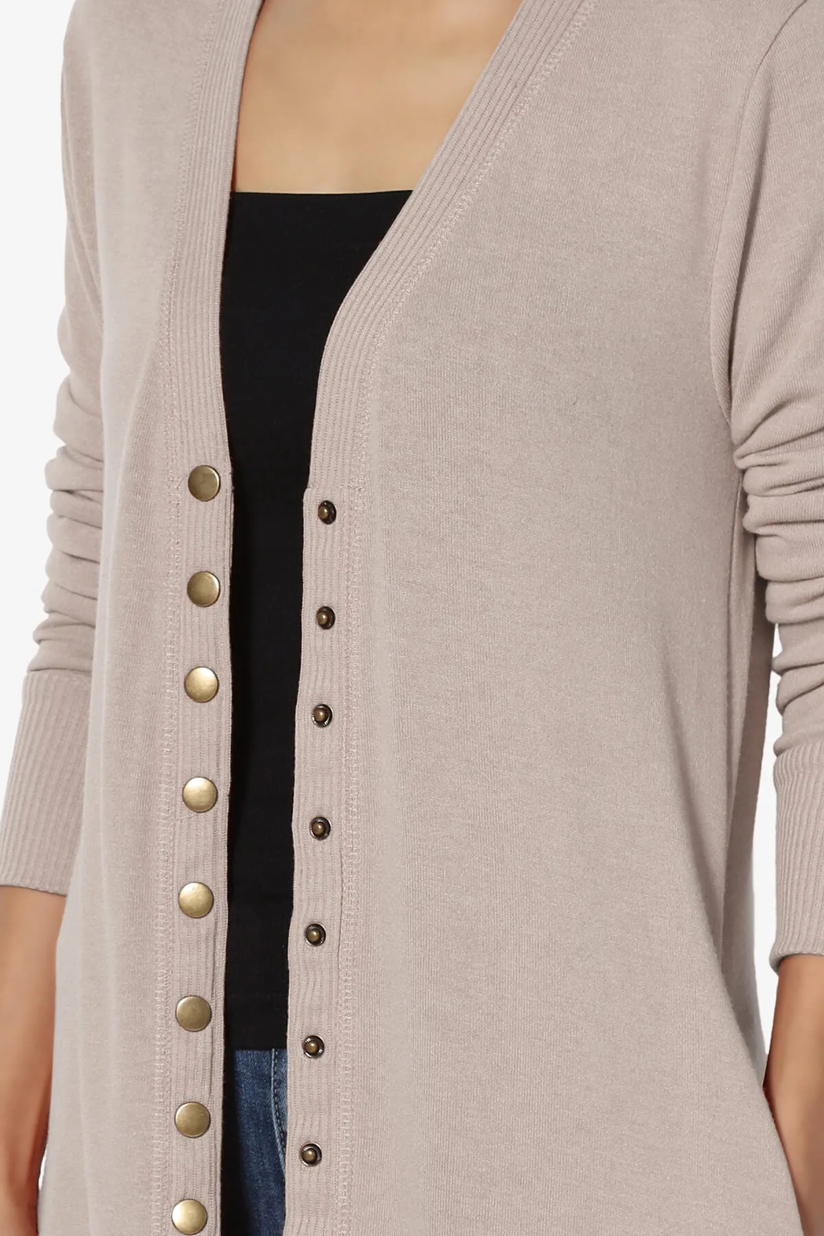 Braeden Snap Button Long Cardigan PLUS