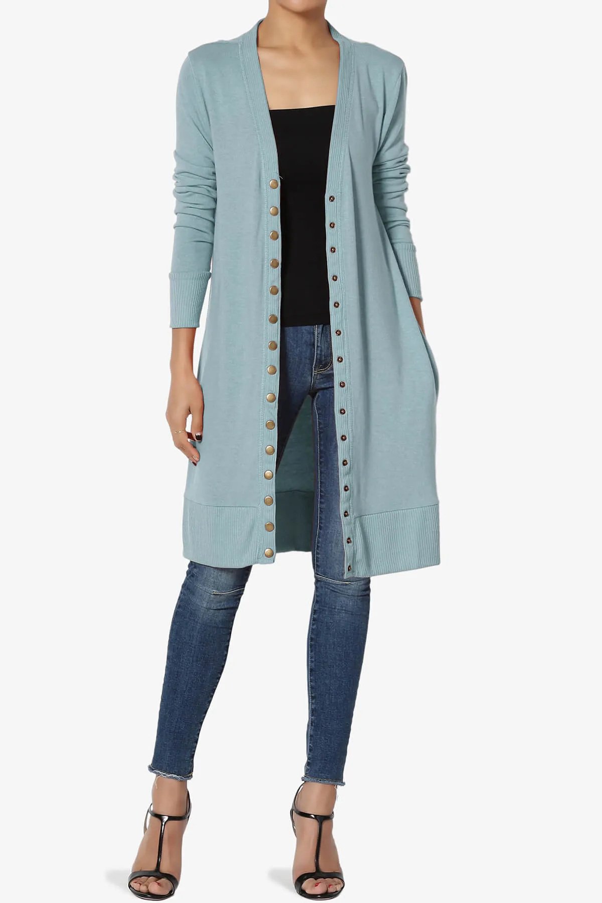 Braeden Snap Button Long Cardigan PLUS