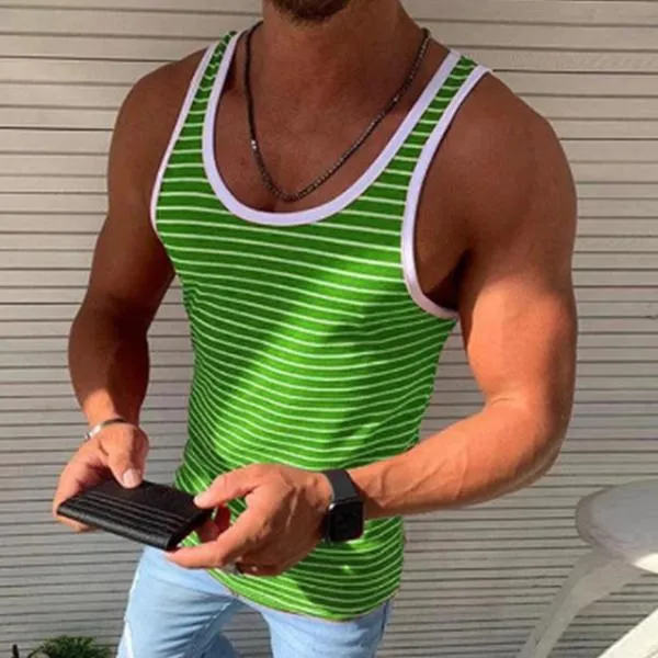 Casual Striped Sports Tank Top