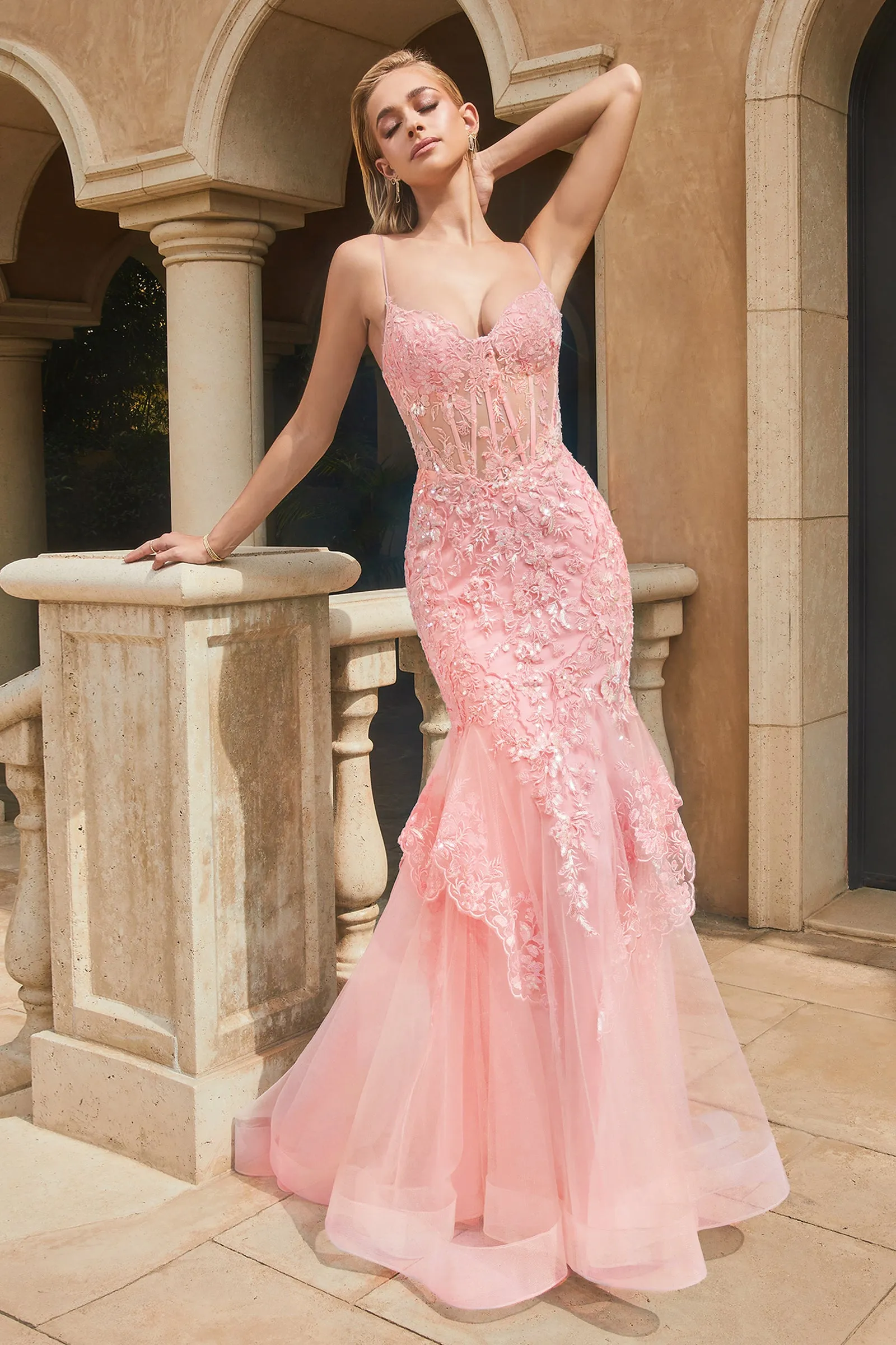 CINDERELLA DIVINE 9316 Stunning Lace Mermaid Gown