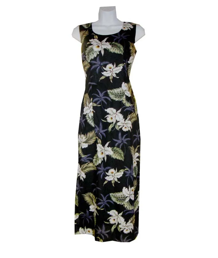 Classic White Orchid Long Hawaiian Tank Dresses
