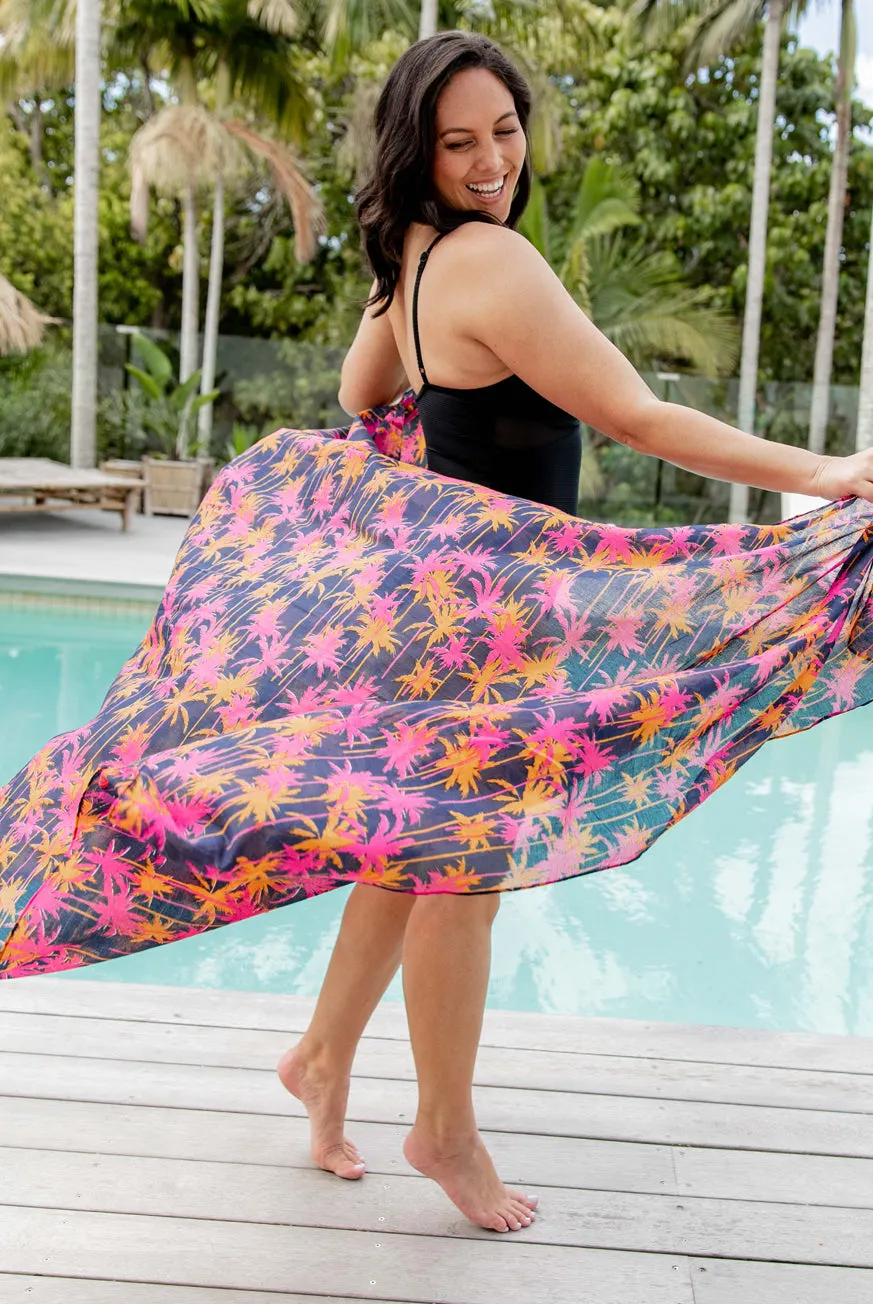 Coconut Palm Tree Printed Cotton Sarong Pareo