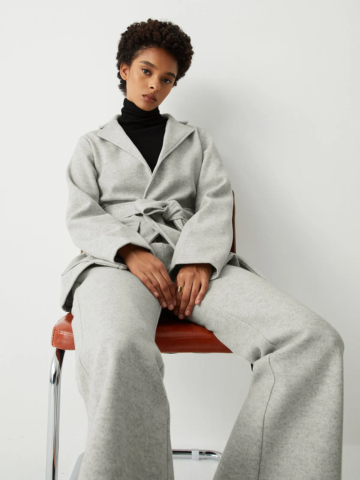 Double Pockets Tie Front Modern Two Piece Pants Set
