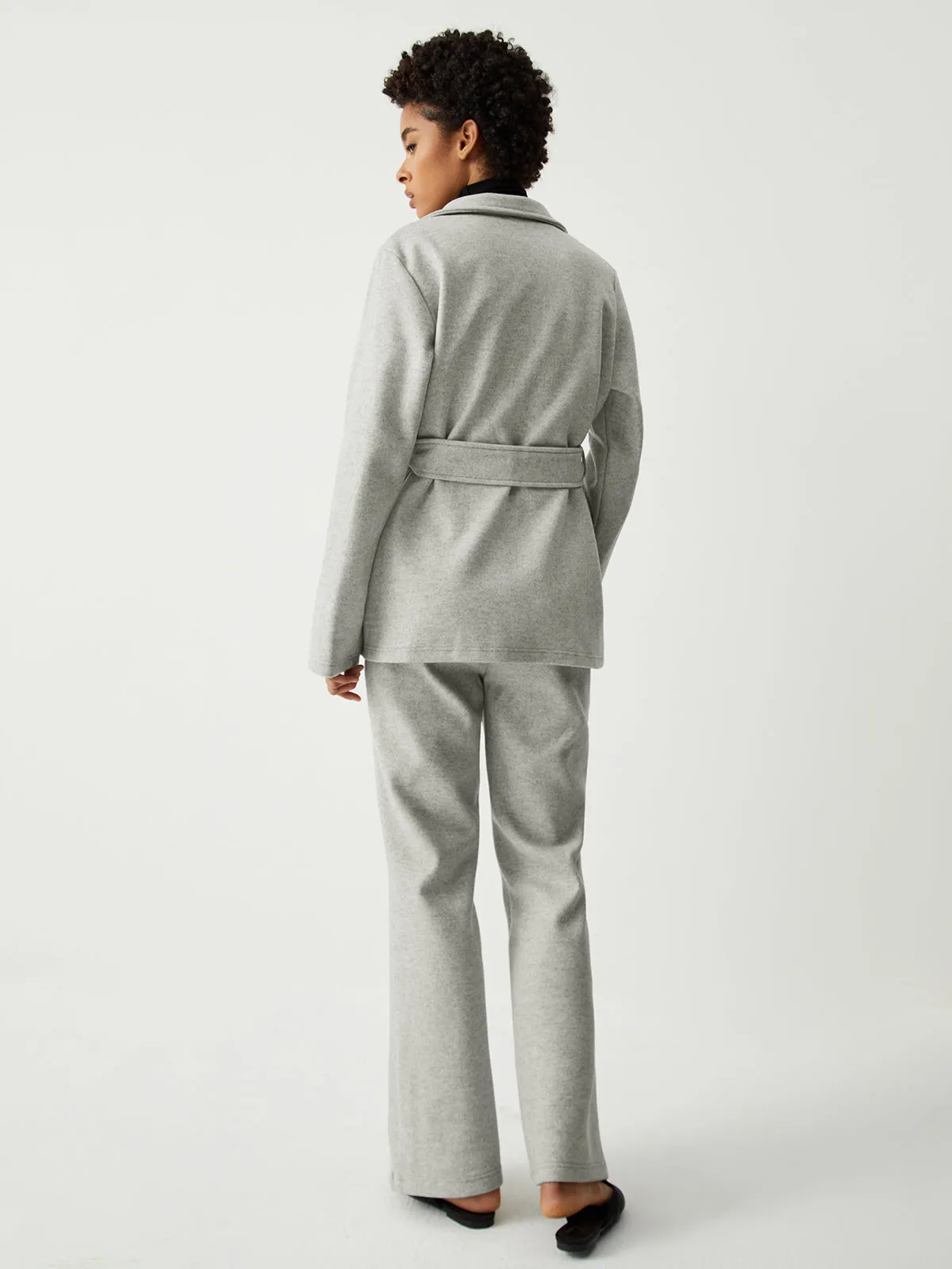 Double Pockets Tie Front Modern Two Piece Pants Set