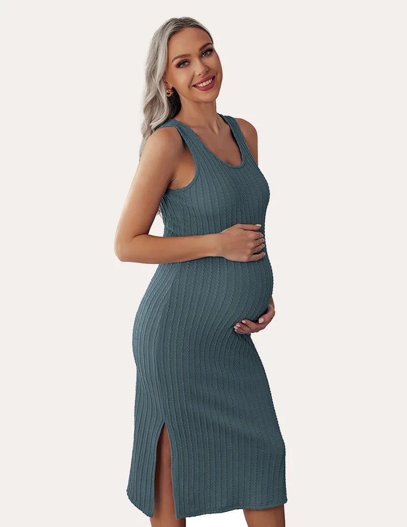 Ekouaer Rib Knit Maternity Dress (US Only)