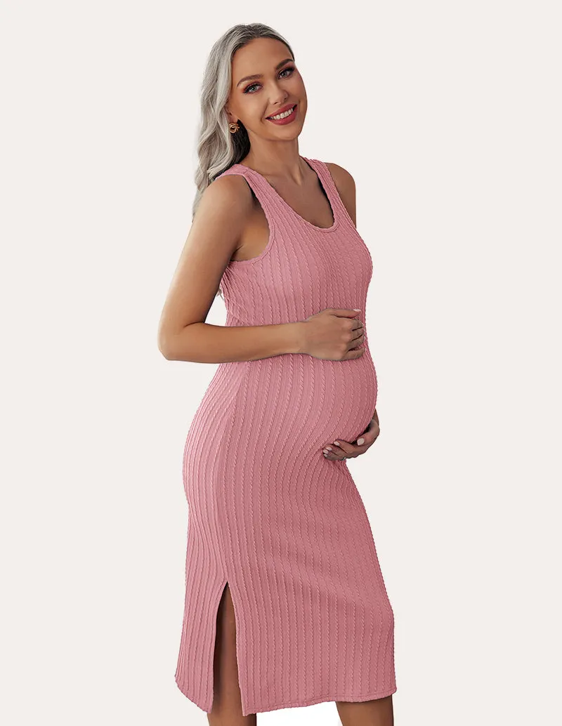 Ekouaer Rib Knit Maternity Dress (US Only)