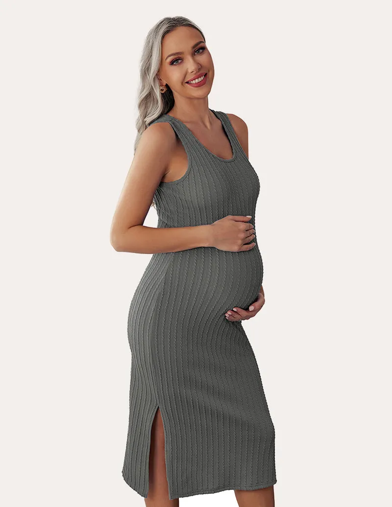 Ekouaer Rib Knit Maternity Dress (US Only)