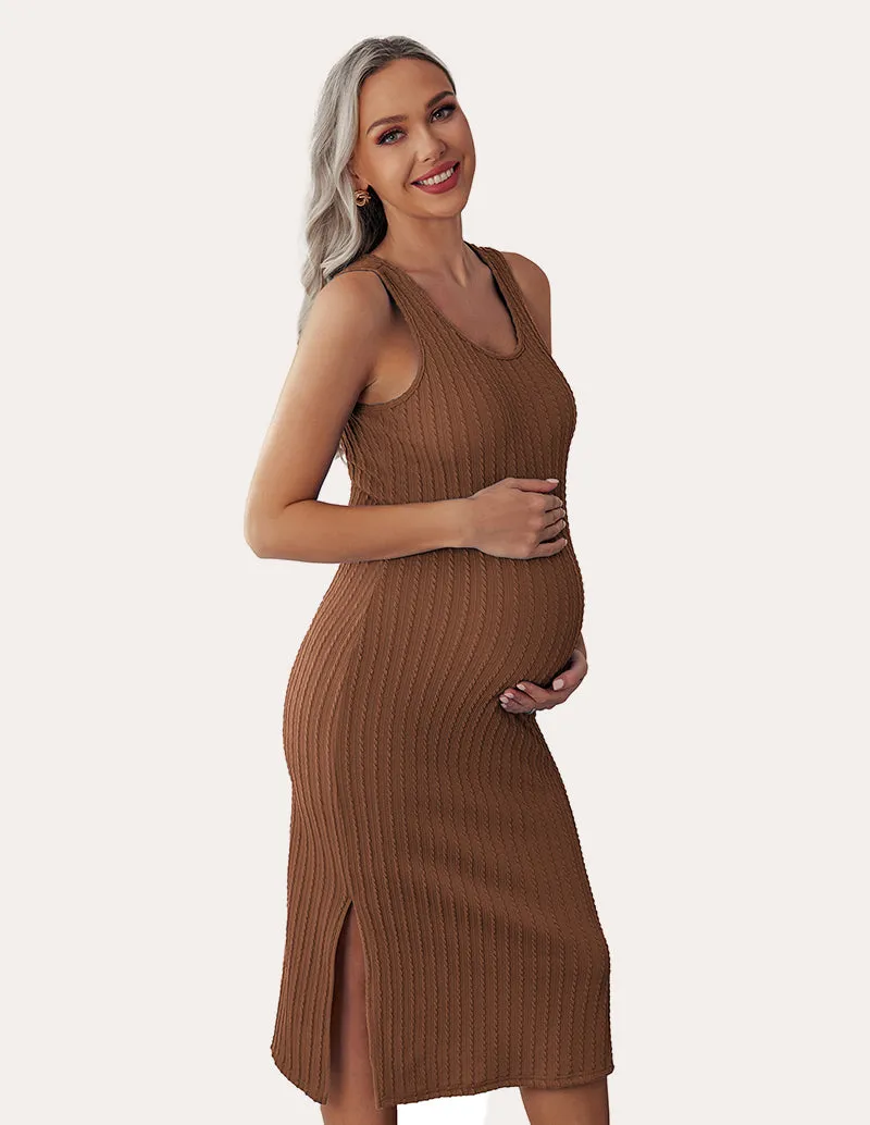 Ekouaer Rib Knit Maternity Dress (US Only)