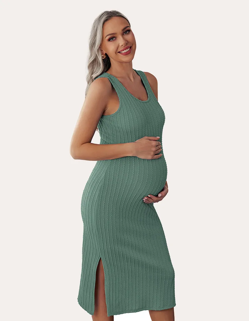 Ekouaer Rib Knit Maternity Dress (US Only)