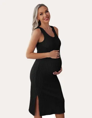 Ekouaer Rib Knit Maternity Dress (US Only)
