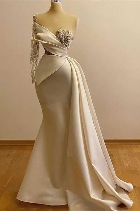 Elegant Satin One-shoulder Mermaid Floor-Length Prom dress