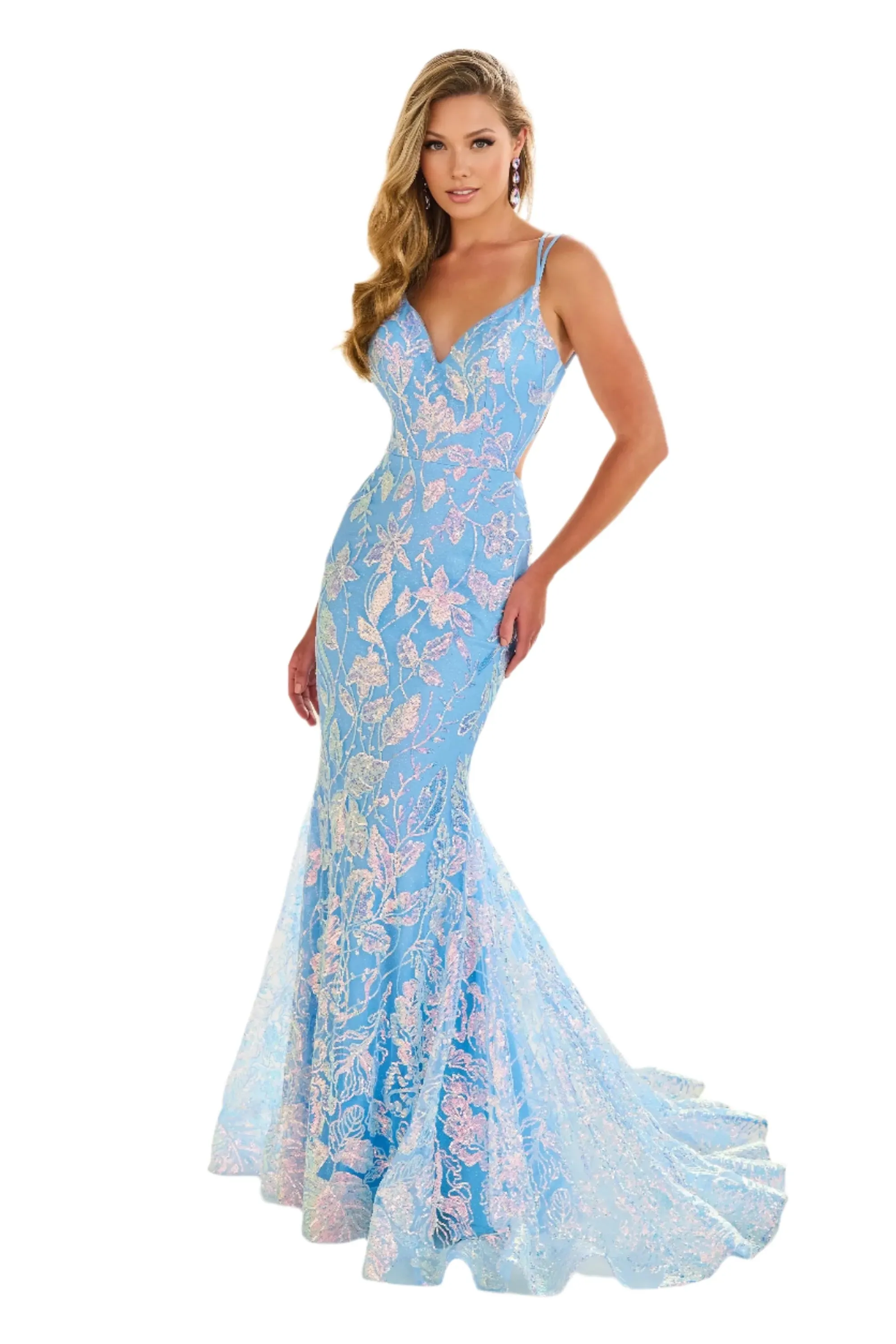 Ellie Wilde EW36034 Long Backless Mermaid Prom Dress Sequin Shimmer Pageant Gown