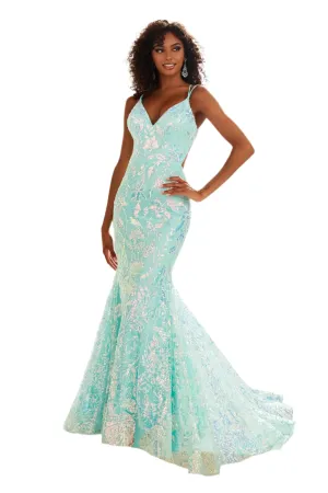 Ellie Wilde EW36034 Long Backless Mermaid Prom Dress Sequin Shimmer Pageant Gown