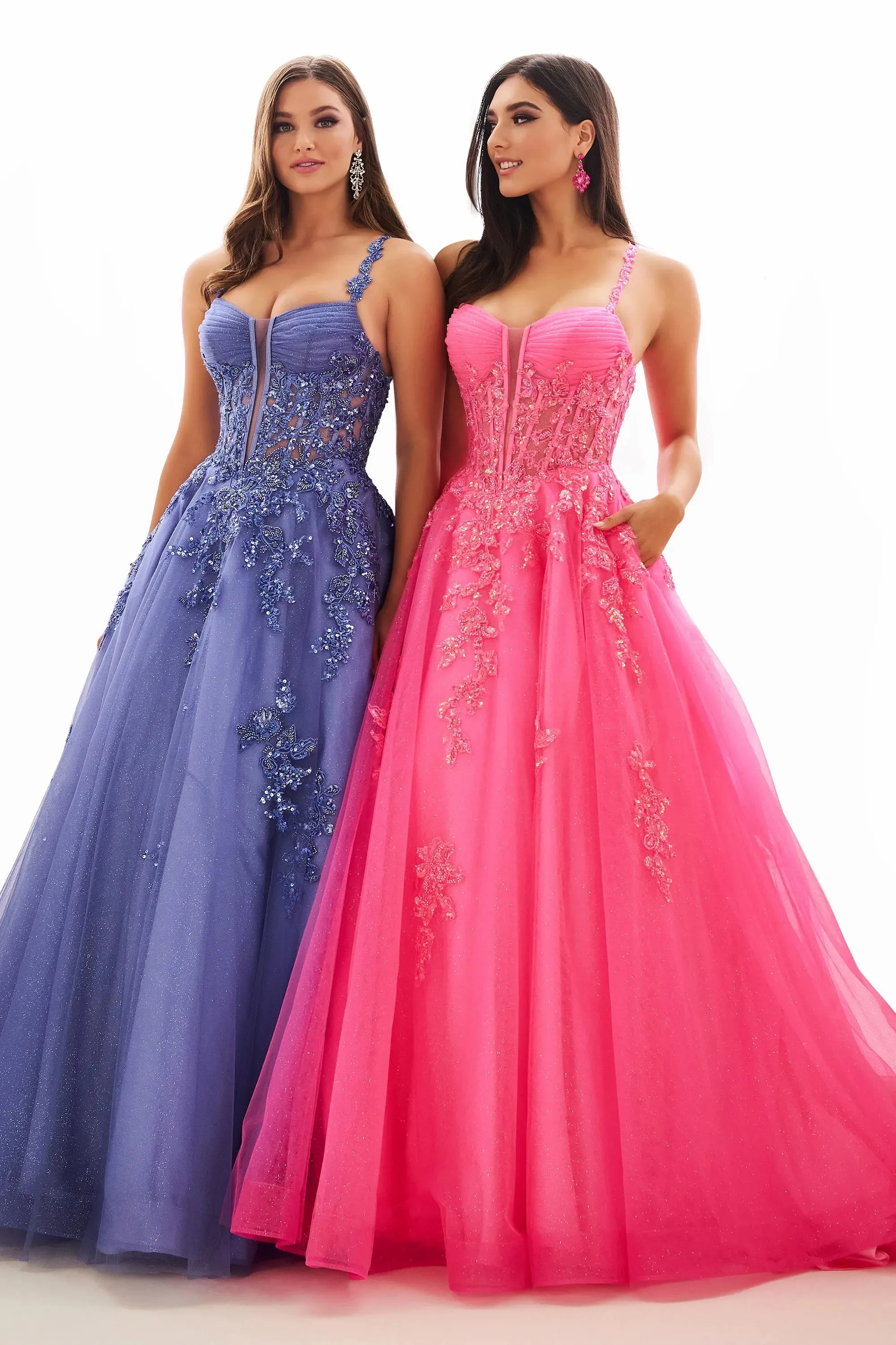 Ellie Wilde EW36202 Size 2 Lilac Long Shimmer Sheer Corset Prom Dress Sequin Lace Formal Ball Gown