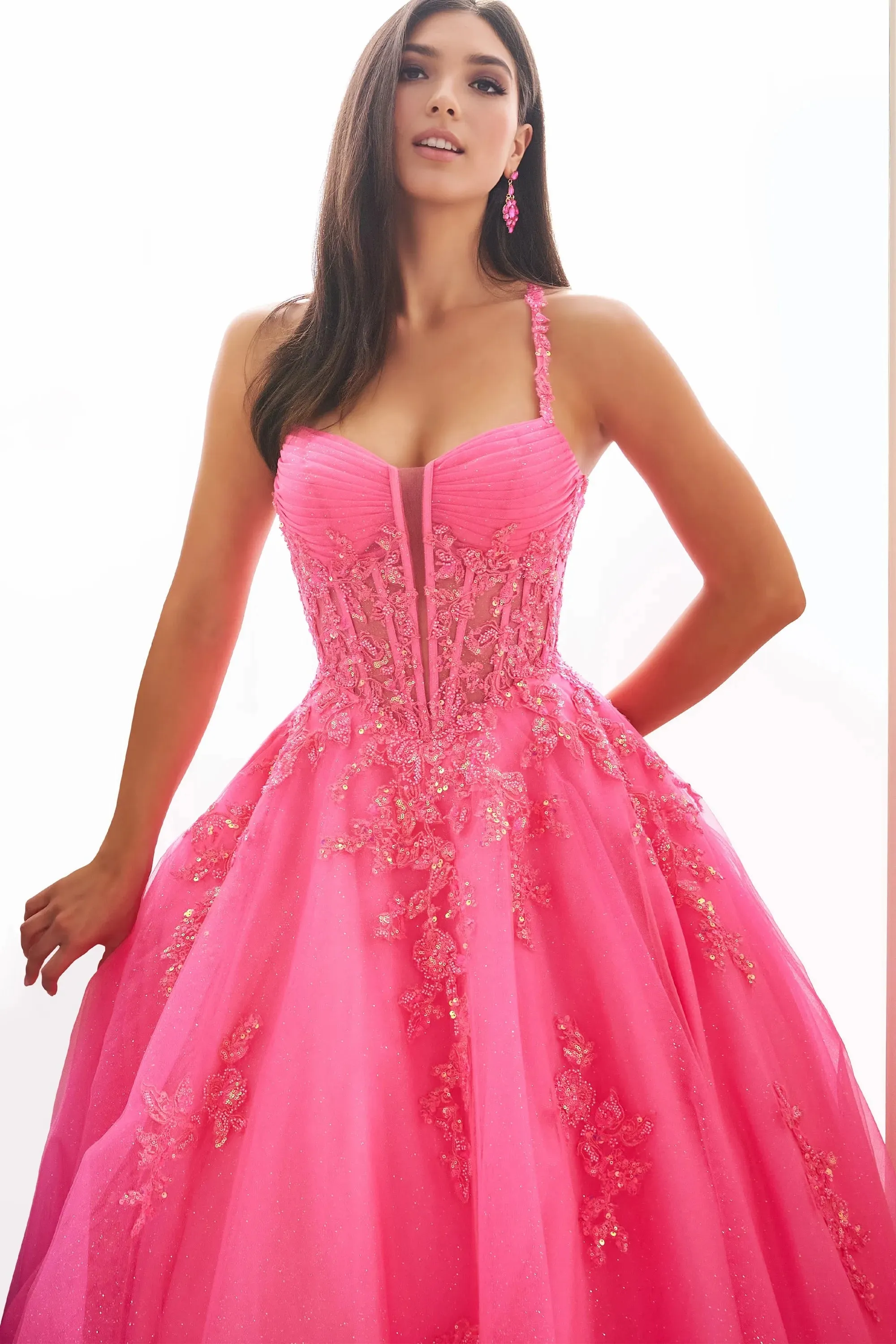 Ellie Wilde EW36202 Size 2 Lilac Long Shimmer Sheer Corset Prom Dress Sequin Lace Formal Ball Gown