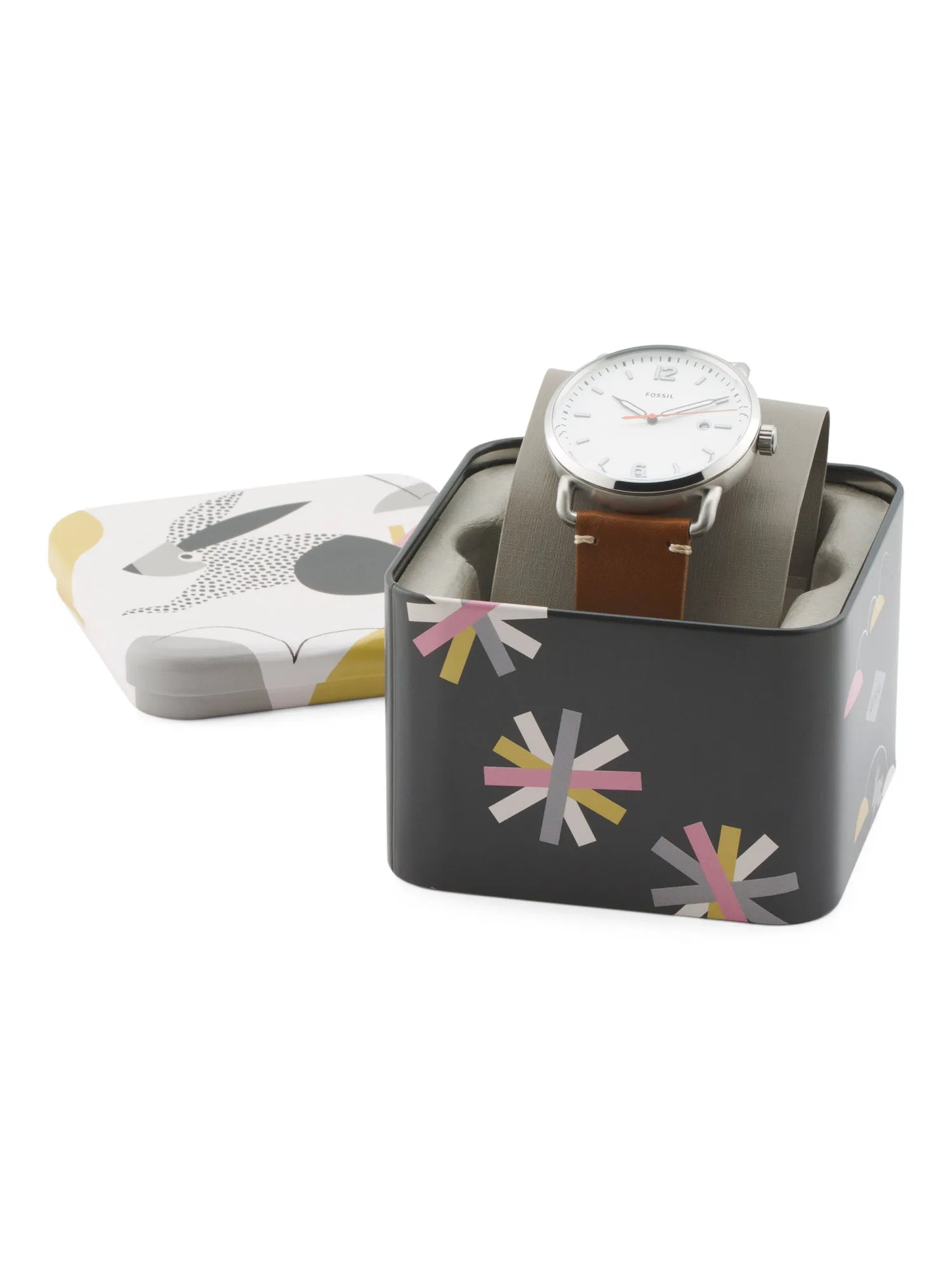 FOSSIL THE COMMUTER THREE-HAND DATE LIGHT BROWN LEATHER WATCH