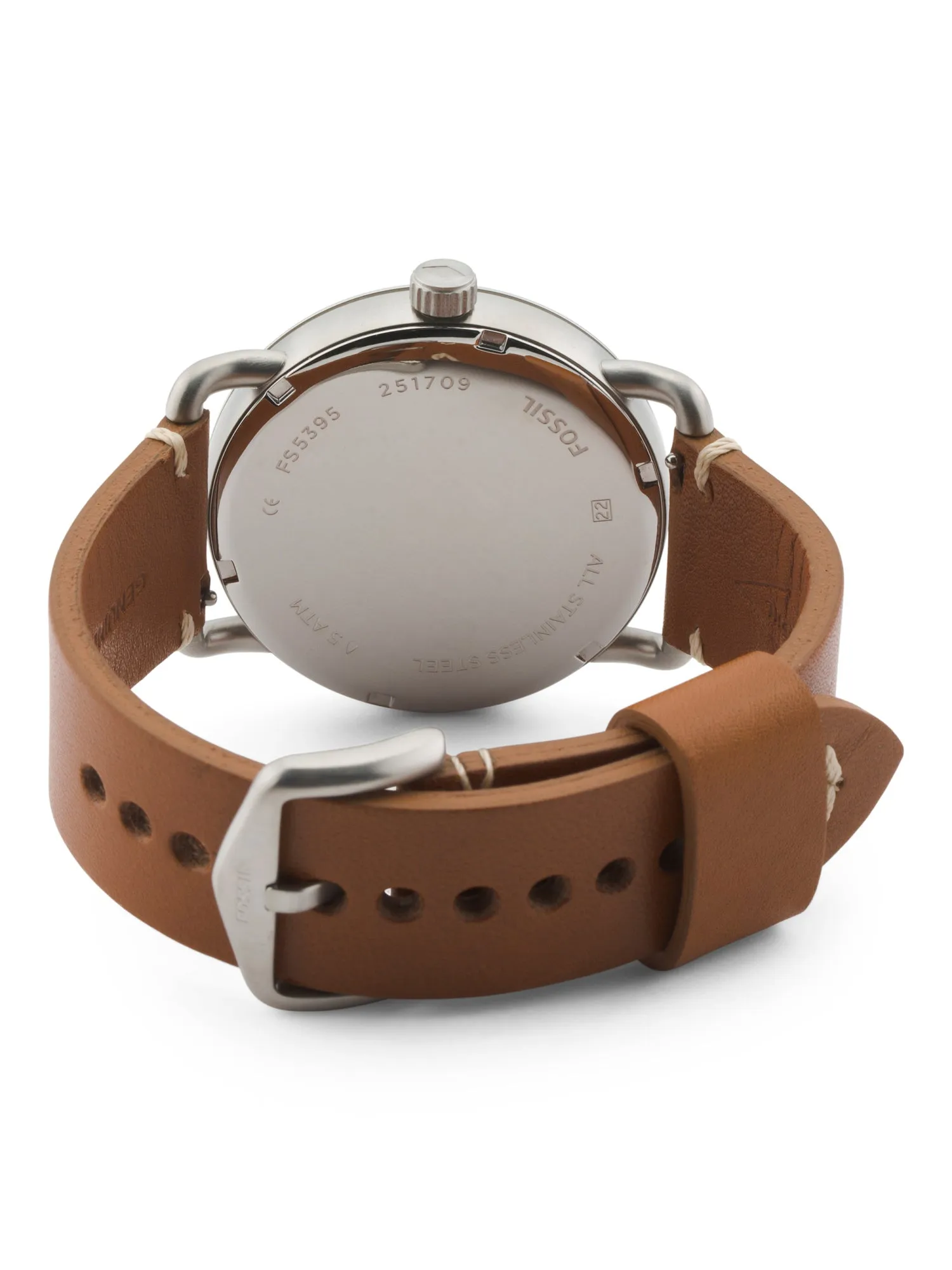 FOSSIL THE COMMUTER THREE-HAND DATE LIGHT BROWN LEATHER WATCH
