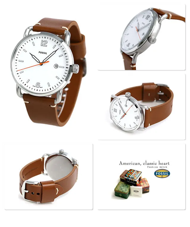 FOSSIL THE COMMUTER THREE-HAND DATE LIGHT BROWN LEATHER WATCH