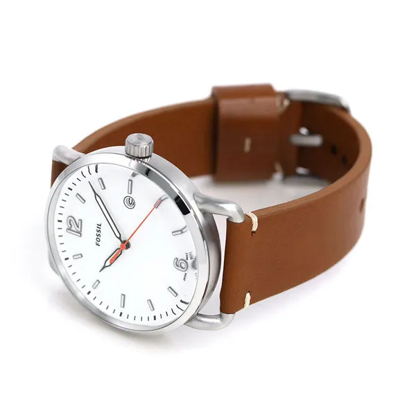 FOSSIL THE COMMUTER THREE-HAND DATE LIGHT BROWN LEATHER WATCH