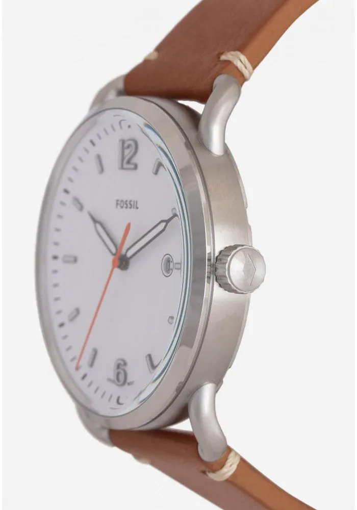FOSSIL THE COMMUTER THREE-HAND DATE LIGHT BROWN LEATHER WATCH
