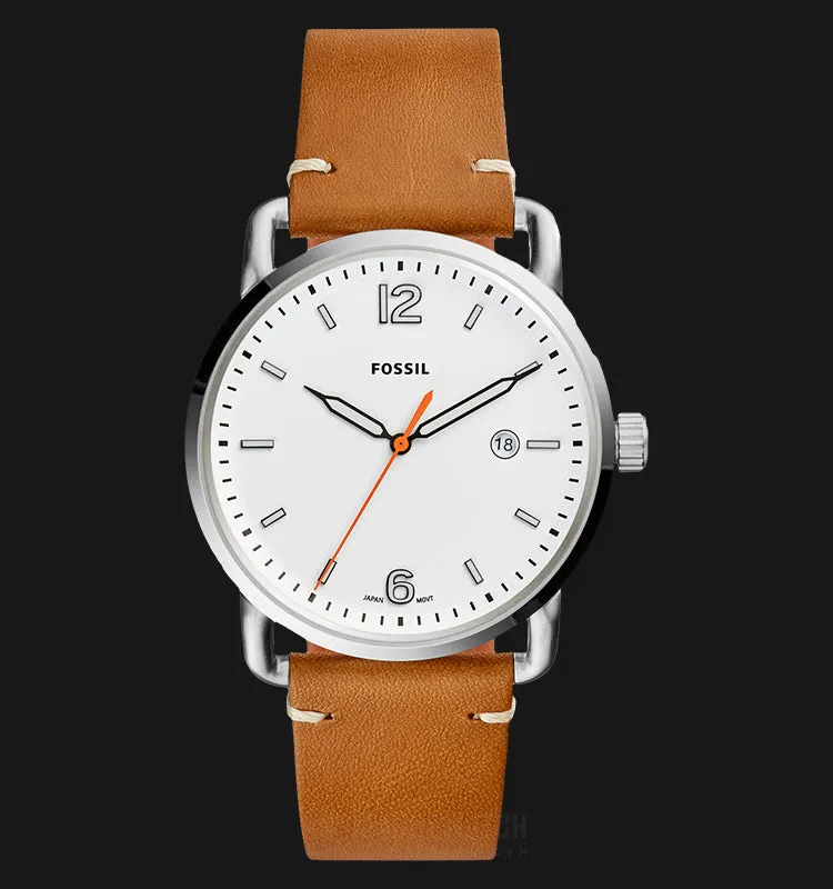 FOSSIL THE COMMUTER THREE-HAND DATE LIGHT BROWN LEATHER WATCH