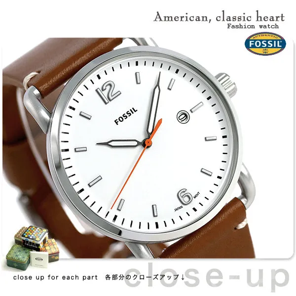 FOSSIL THE COMMUTER THREE-HAND DATE LIGHT BROWN LEATHER WATCH