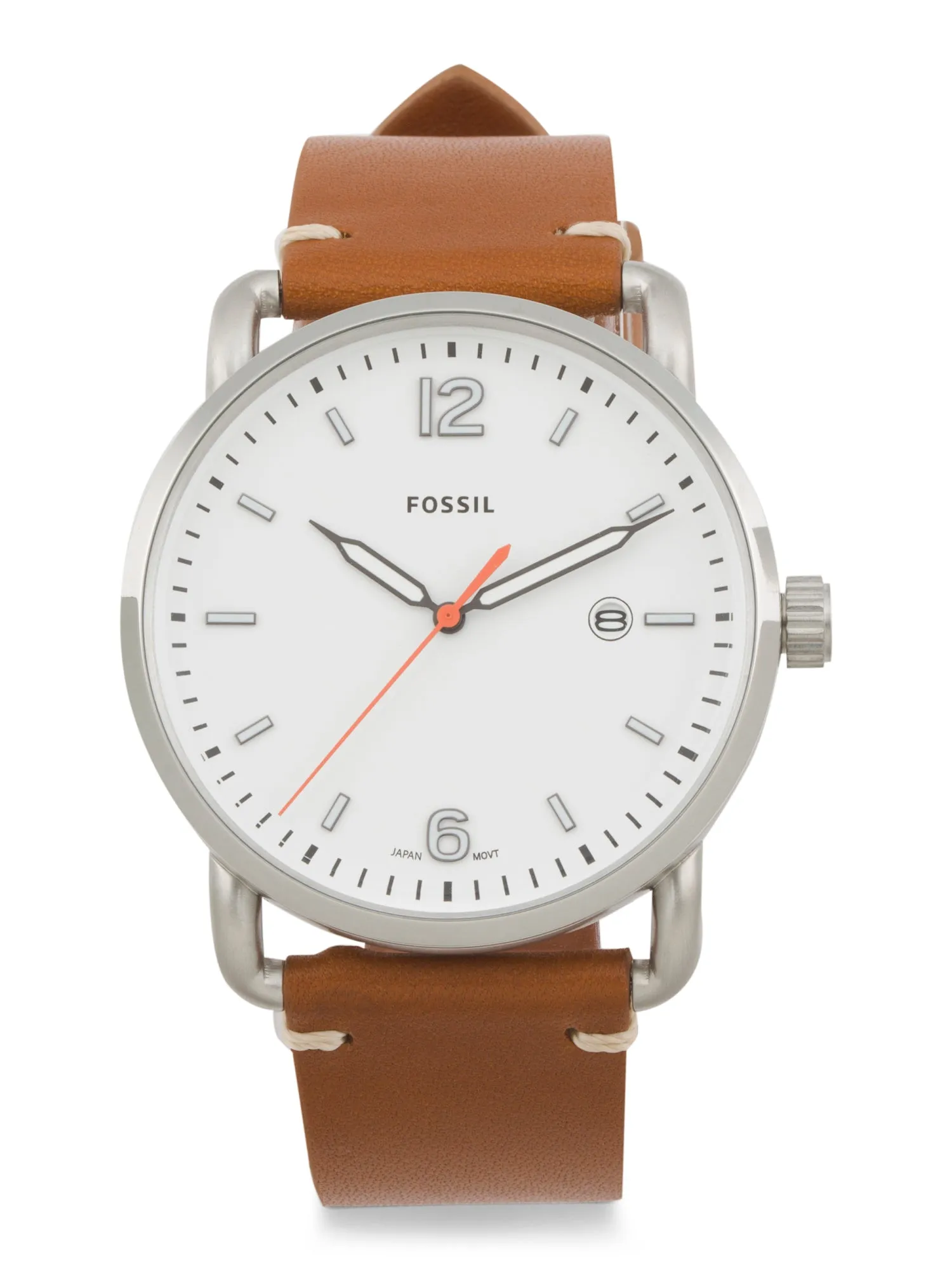 FOSSIL THE COMMUTER THREE-HAND DATE LIGHT BROWN LEATHER WATCH