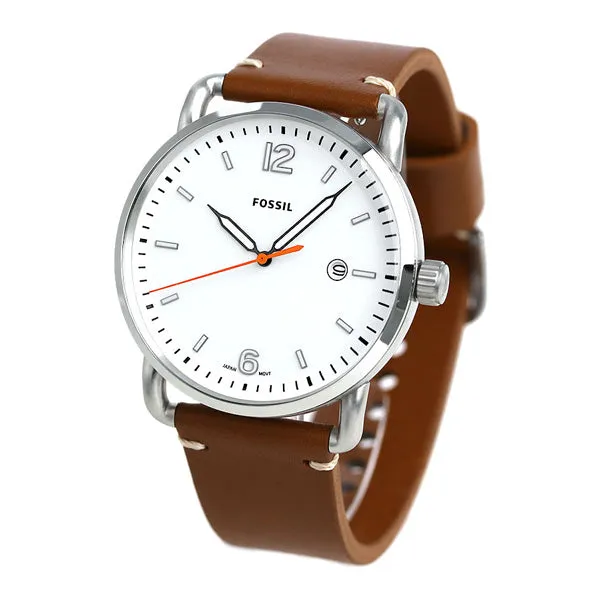 FOSSIL THE COMMUTER THREE-HAND DATE LIGHT BROWN LEATHER WATCH