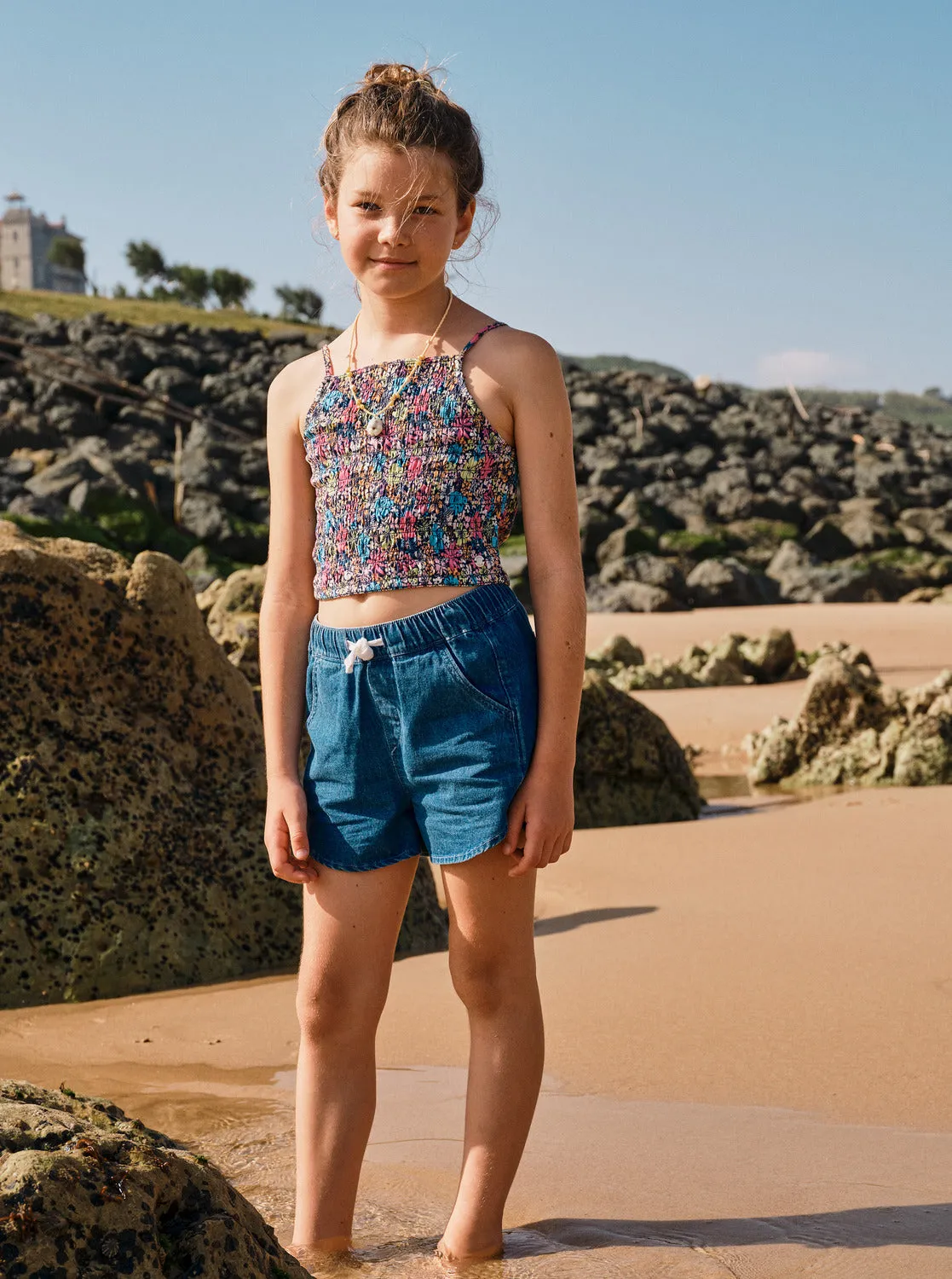 Girls 4-16 Genial Moment Beach Shorts - Medium Blue