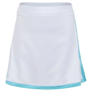 Girls' Border Tennis Skort White and Aqua Trim