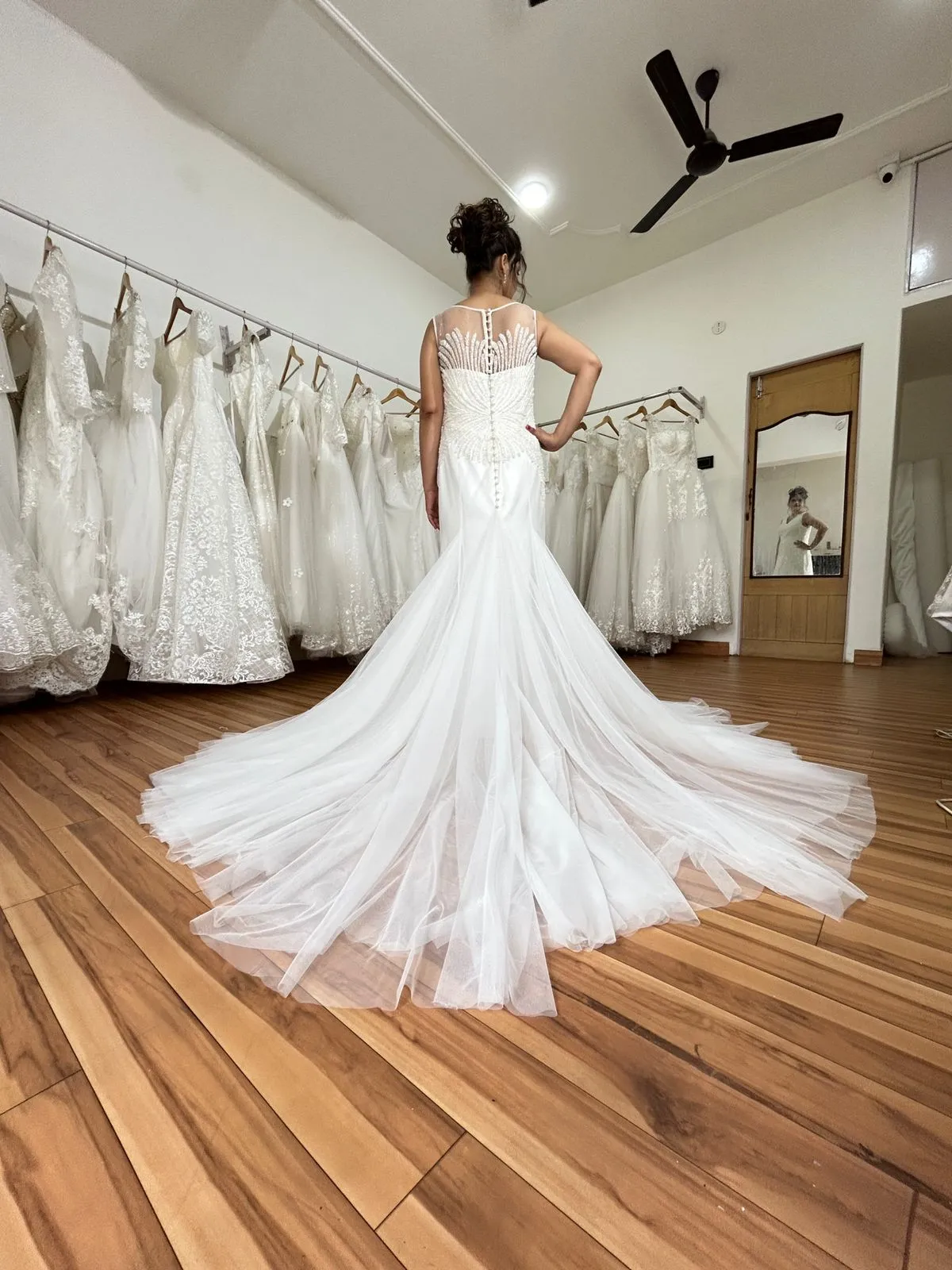 Gownlink White Fish cut Train Gown for Christian and Catholic Wedding GL-Lily
