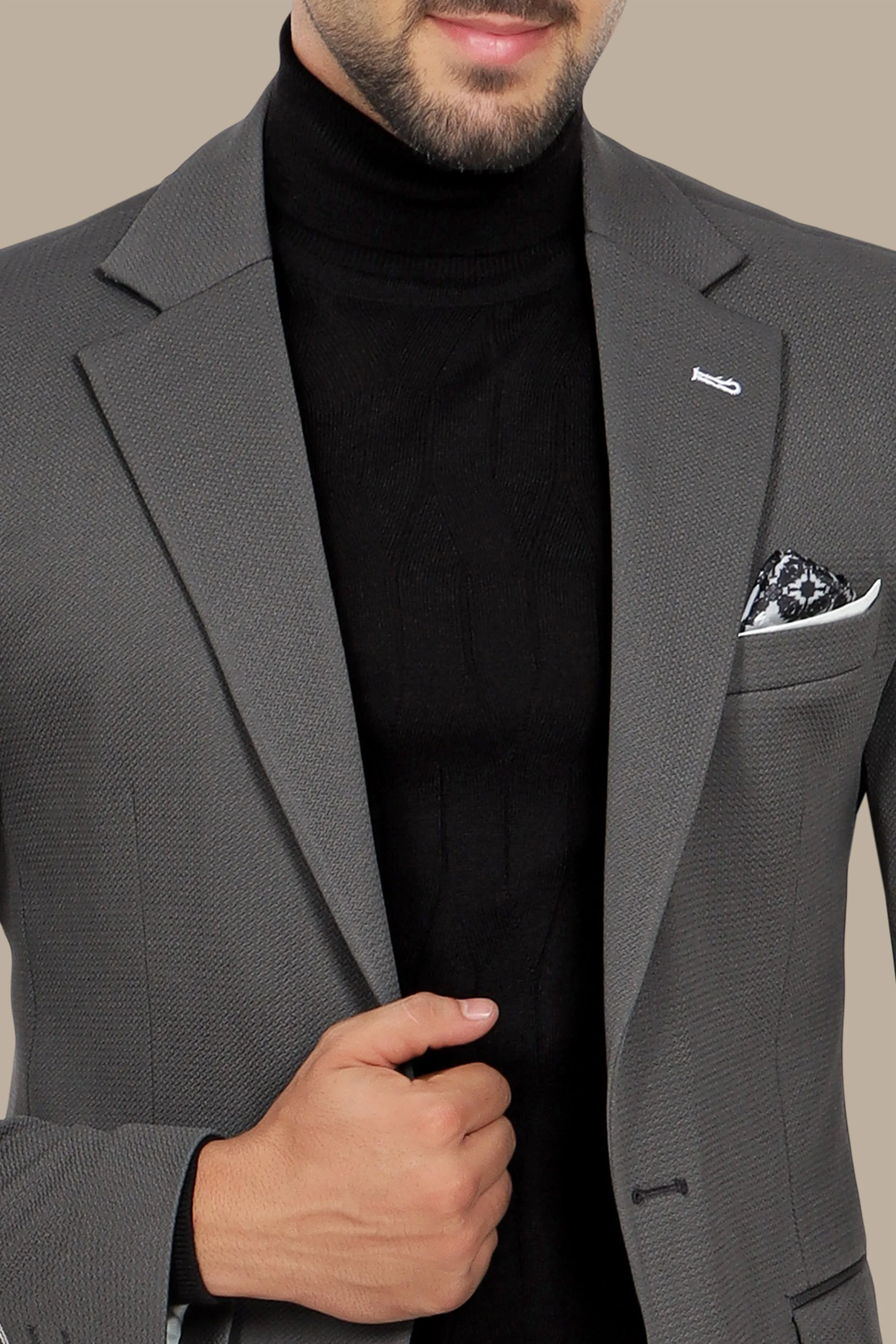 Khaki Classic: Structured Notch Lapel Blazer