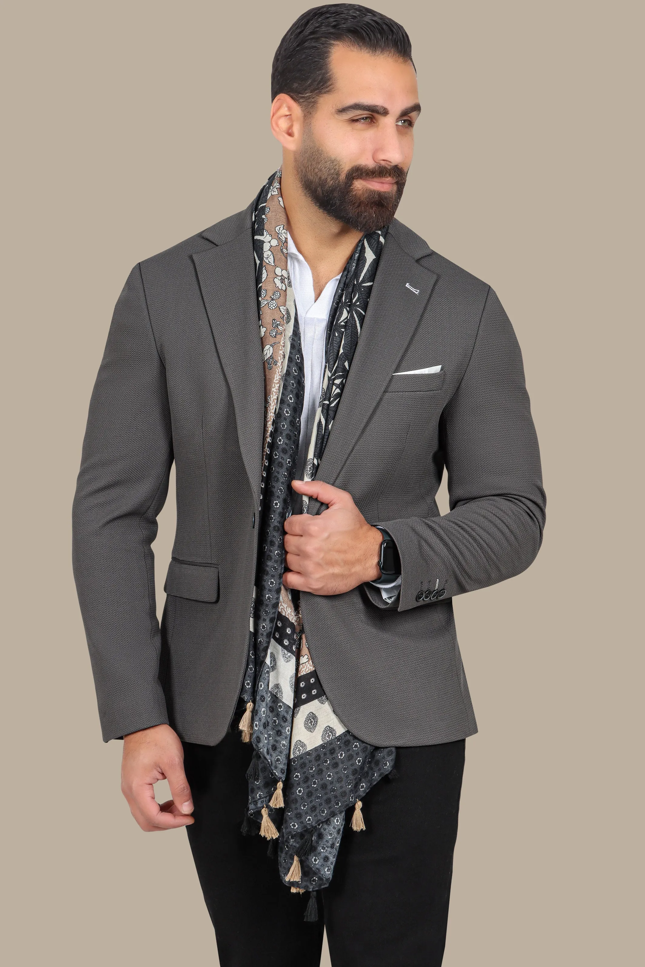 Khaki Classic: Structured Notch Lapel Blazer