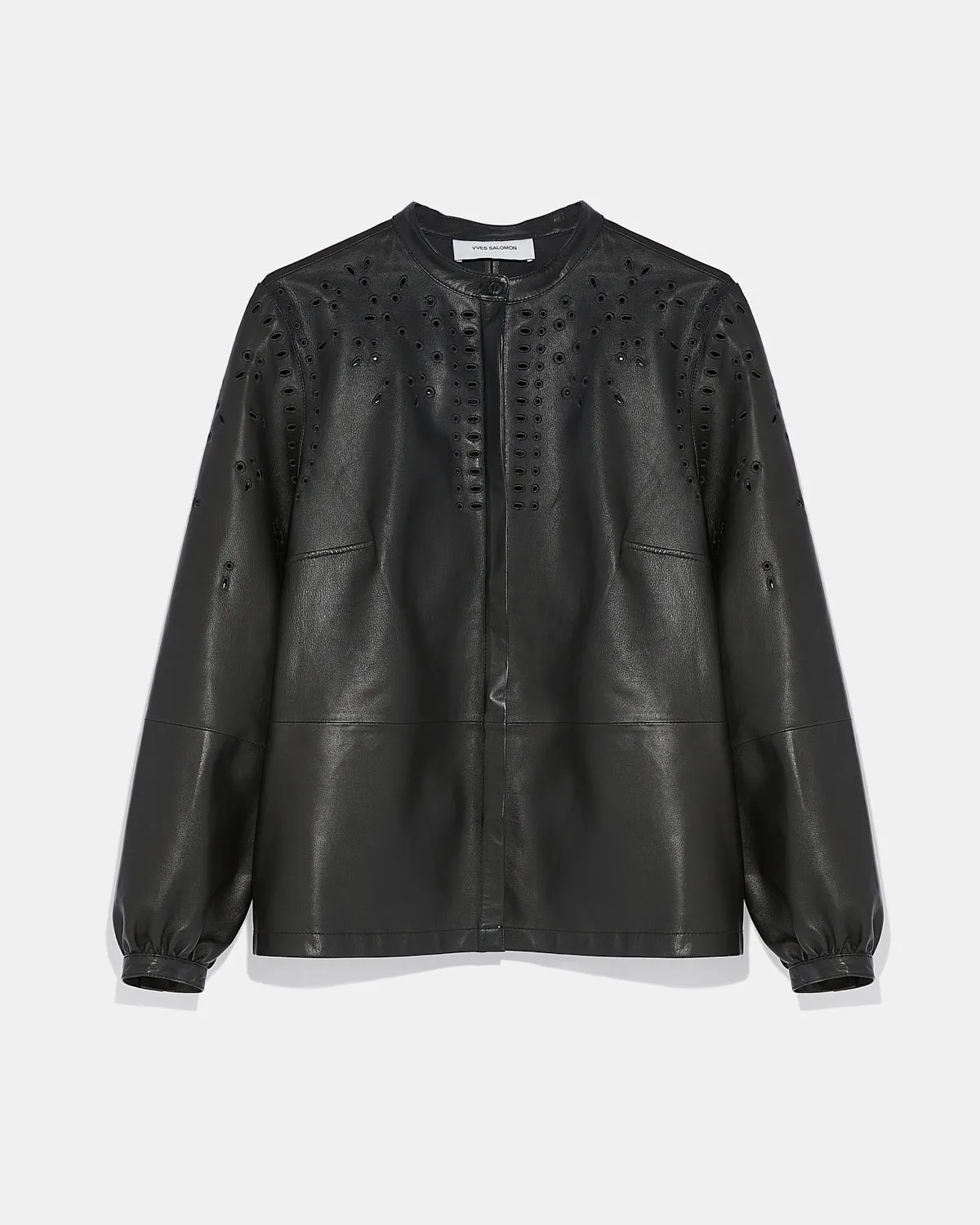Leather shirt with embroidery