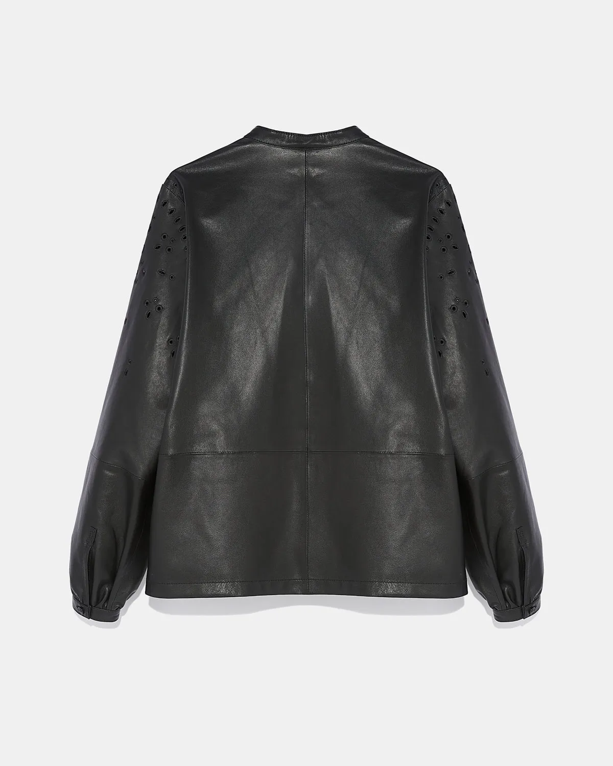 Leather shirt with embroidery