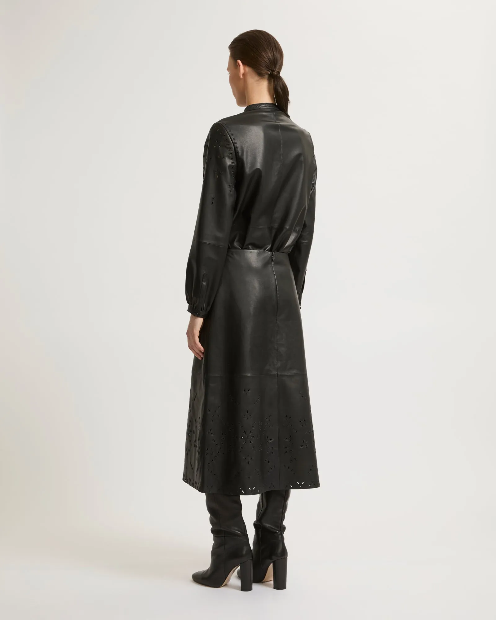 Leather shirt with embroidery